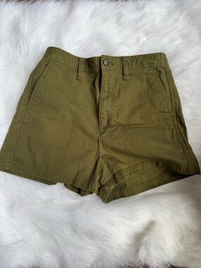 MADEWELL Olive Green High-Waist Cotton Shorts SIZE S